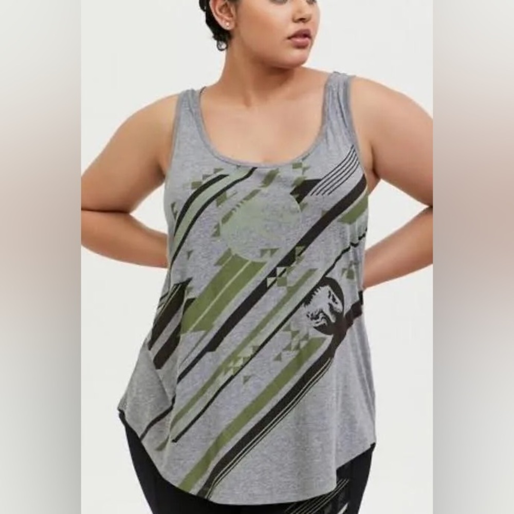 Torrid Size 3 Jurassic World Heather Grey Hi-Lo Active Tank